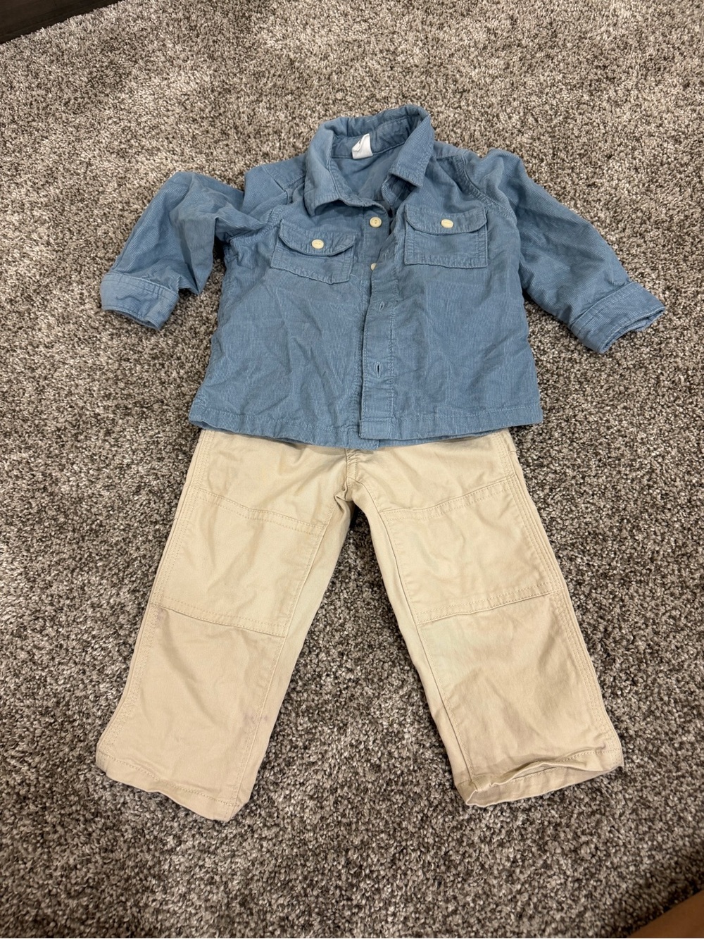 GAP Blue Shirt and Tan Pants Kids Matching Set